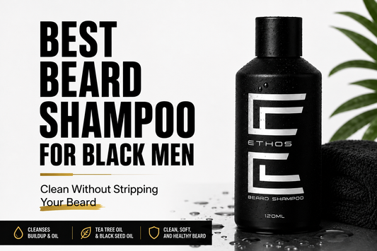 Best beard shampoo for Black men by Ethos Grooming for cleansing coarse and textured beards